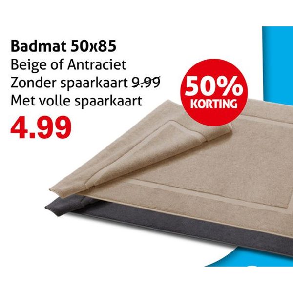 Badmat 50x85 Beige of Antraciet