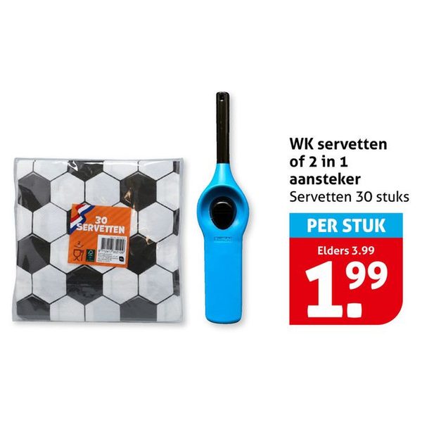 WK servetten of 2 in 1 aansteker