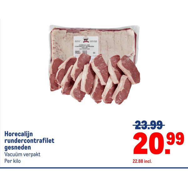 Horecalijn rundercontrafilet gesneden