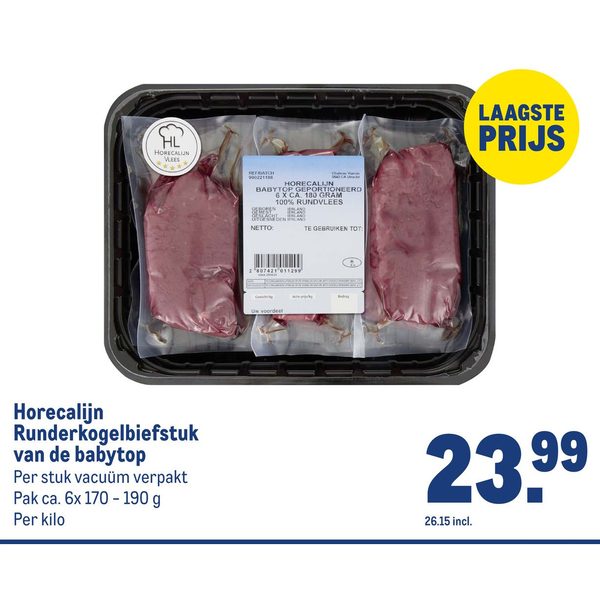 Horecalijn Runderkogelbiefstuk van de babytop