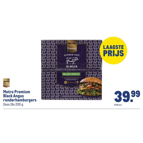 Metro Premium Black Angus runderhamburgers