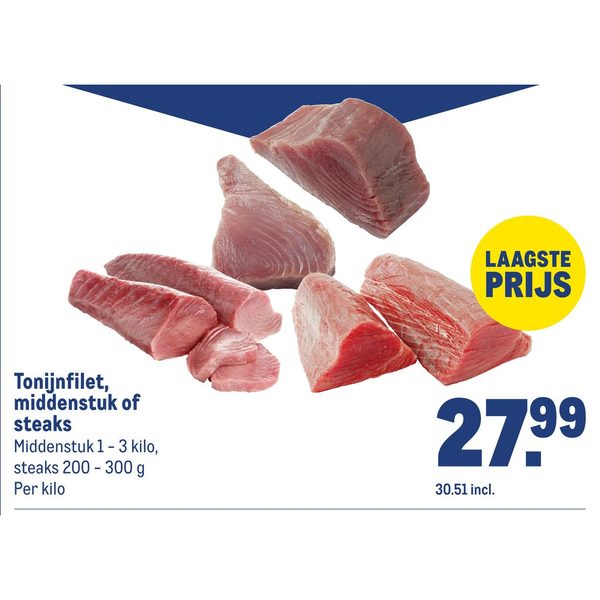 Tonijnfilet, middenstuk of steaks
