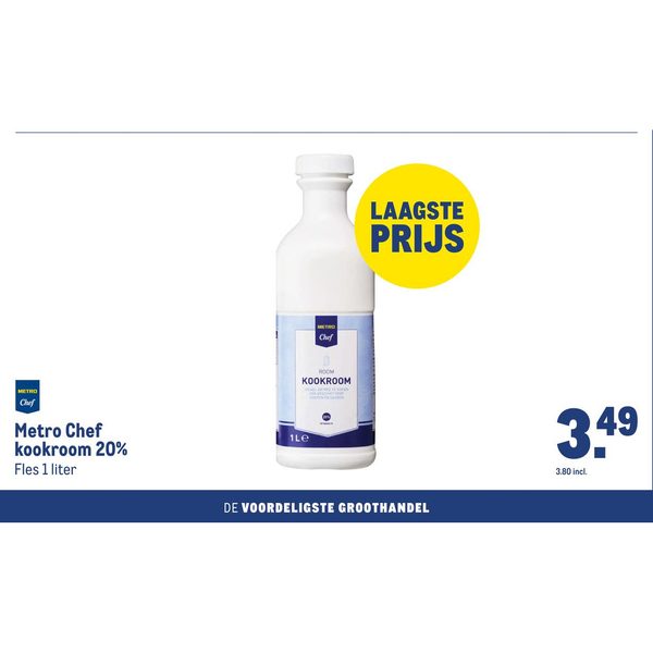 Metro Chef kookroom 20% Fles 1 liter