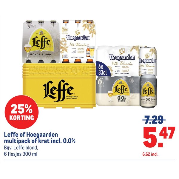 Leffe of Hoegaarden multipack of krat incl. 0.0%