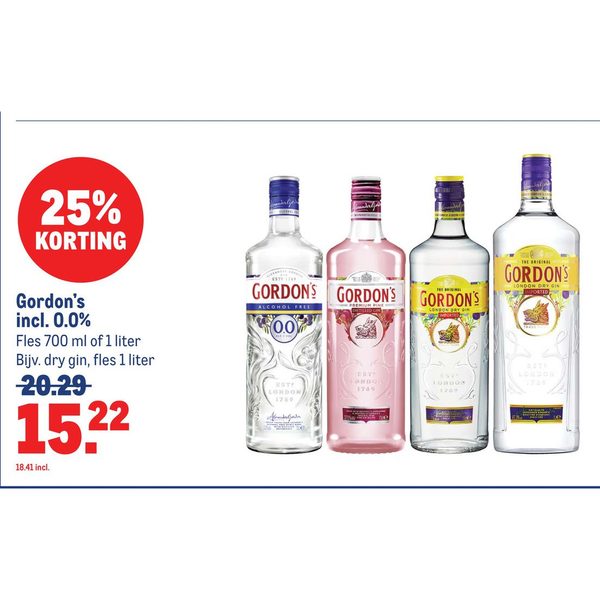 Gordon's gin incl. 0.0%