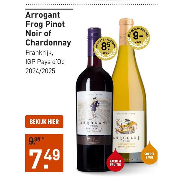 Arrogant Frog Pinot Noir of Chardonnay
