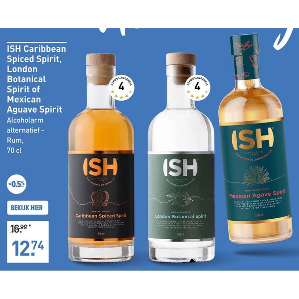 ISH Alcoholarm alternatief - Rum, Gin, Tequila