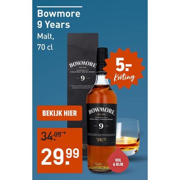 Bowmore 9 Years Malt, 70 cl