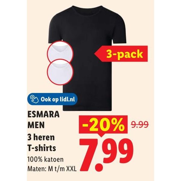 ESMARA MEN 3 heren T-shirts