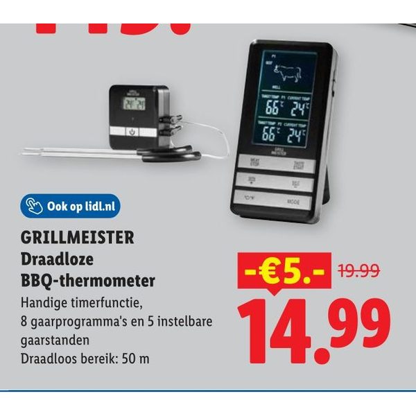 GRILLMEISTER Draadloze BBQ-thermometer