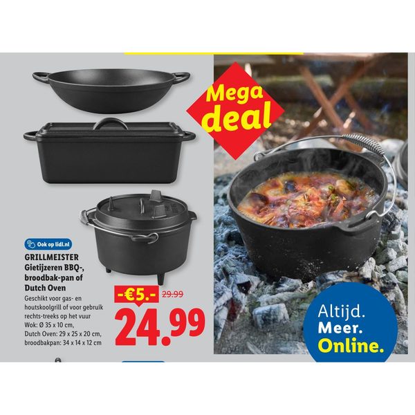 Gietijzeren BBQ-, broodbak-pan of Dutch Oven
