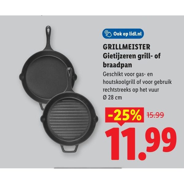 Gietijzeren grill- of braadpan