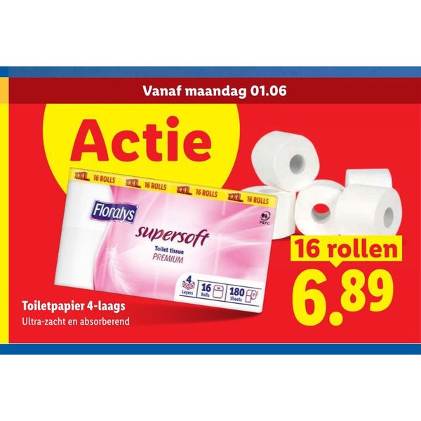 Toiletpapier 4-laags Supersoft