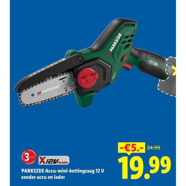Accu-mini-kettingzaag 12 V zonder accu en lader