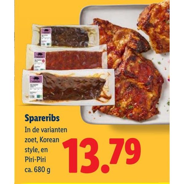 Spareribs (zoet, Korean style, Piri-Piri)