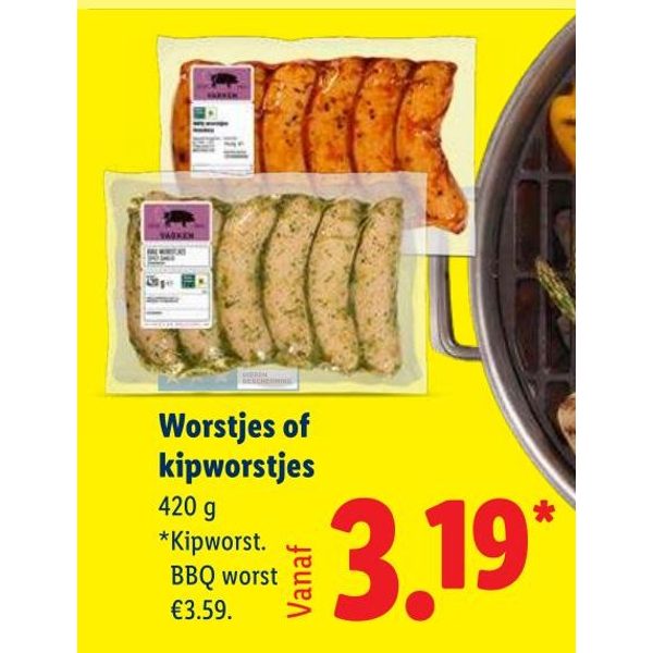 Worstjes of kipworstjes