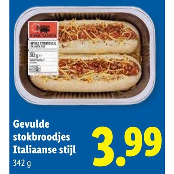 Gevulde stokbroodjes Italiaanse stijl