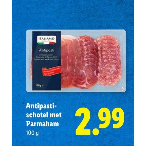 Antipasti- schotel met Parmaham