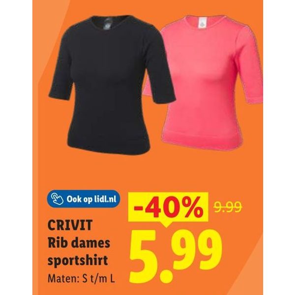 Rib dames sportshirt