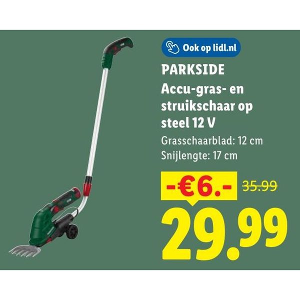 Accu-gras- en struikschaar op steel 12 V