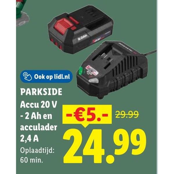 Accu 20 V - 2 Ah en acculader 2,4 A
