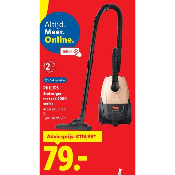 PHILIPS Stofzuiger met zak 2000 series