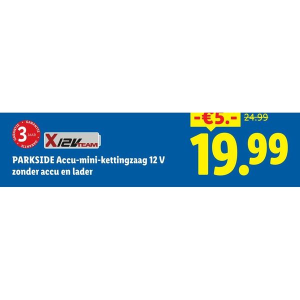 PARKSIDE Accu-mini-kettingzaag 12 V zonder accu en lader