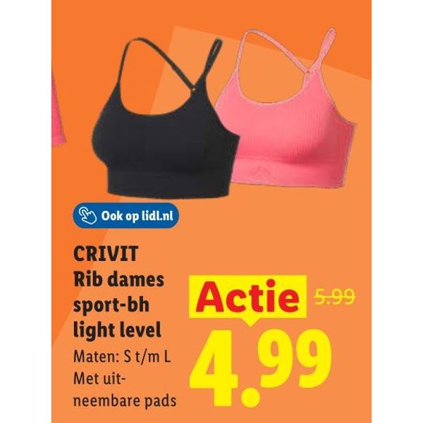 CRIVIT Rib dames sport-bh light level