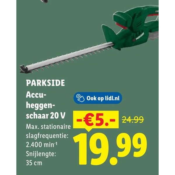 PARKSIDE Accu-heggenschaar 20 V