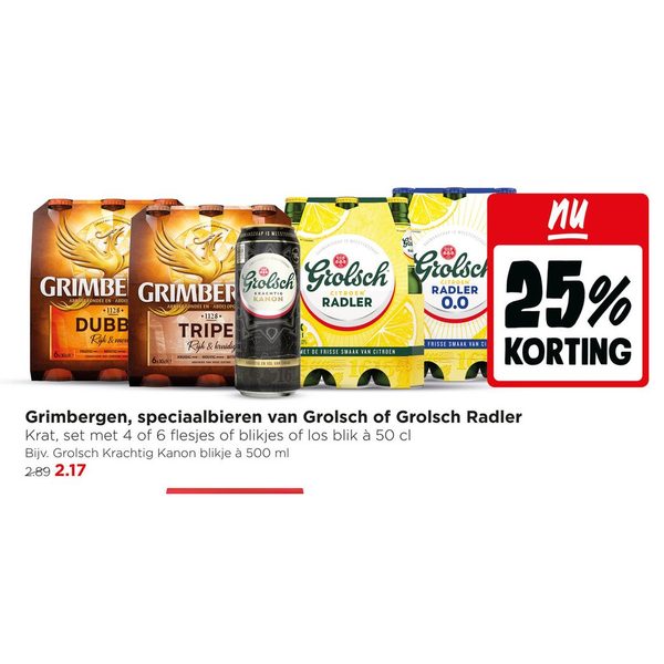 Grimbergen, speciaalbieren van Grolsch of Grolsch Radler