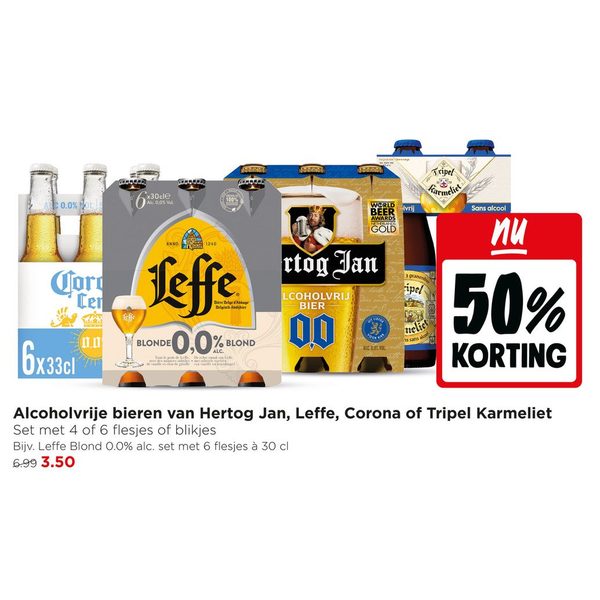 Alcoholvrije bieren van Hertog Jan, Leffe, Corona of Tripel Karmeliet