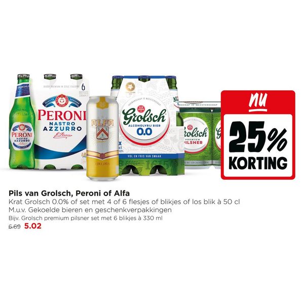 Pils van Grolsch, Peroni of Alfa