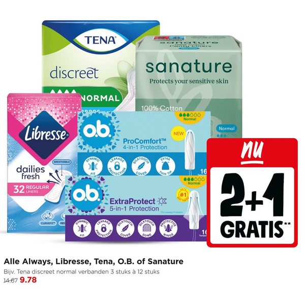 Alle Always, Libresse, Tena, O.B. of Sanature