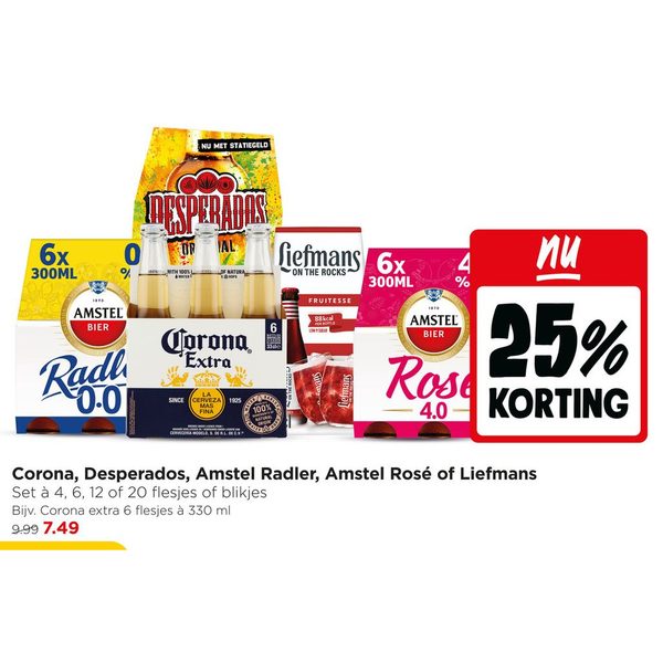 Corona, Desperados, Amstel Radler, Amstel Rosé of Liefmans