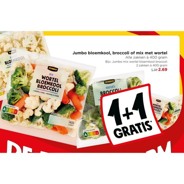 Jumbo bloemkool, broccoli of mix met wortel