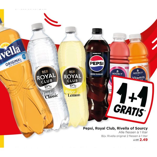 Pepsi, Royal Club, Rivella of Sourcy frisdrank en water