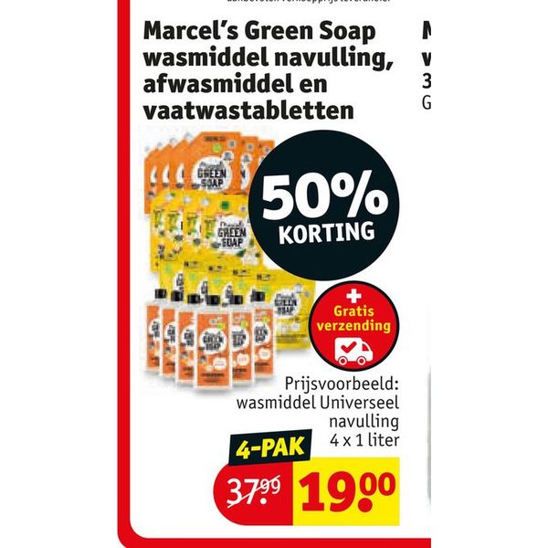 Marcel's Green Soap wasmiddel navulling, afwasmiddel en vaatwastabletten