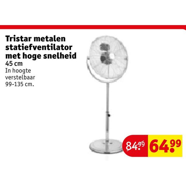Tristar metalen statiefventilator met hoge snelheid