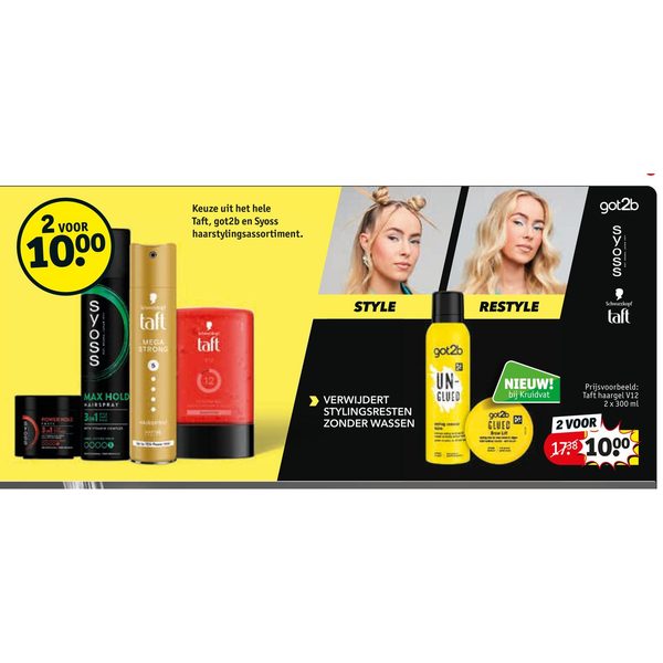 Taft, got2b en Syoss haarstyling