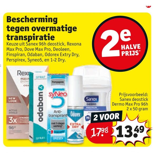 Deodorant tegen overmatige transpiratie (selectie)