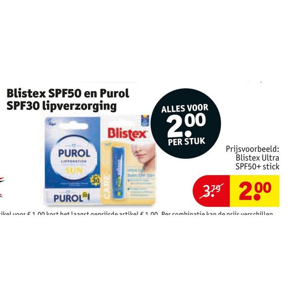Blistex SPF50 en Purol SPF30 lipverzorging