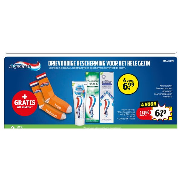Aquafresh tandpasta + gratis sokken