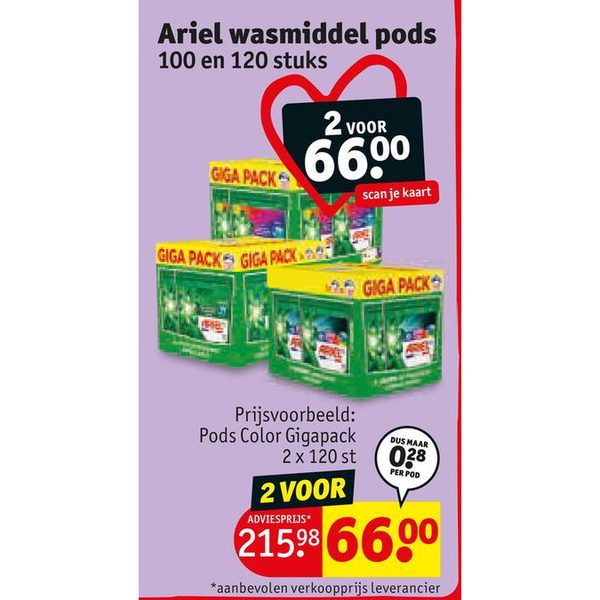 Ariel wasmiddel pods 100 en 120 stuks
