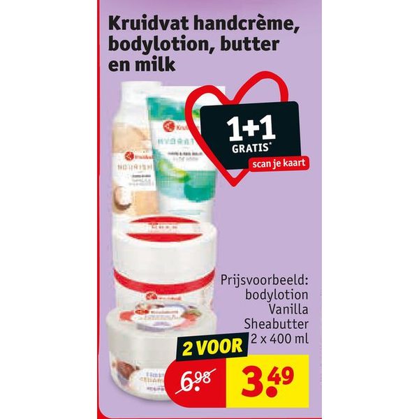 Kruidvat handcrème, bodylotion, butter en milk