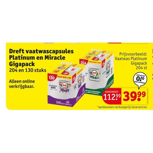Dreft vaatwascapsules Platinum Gigapack