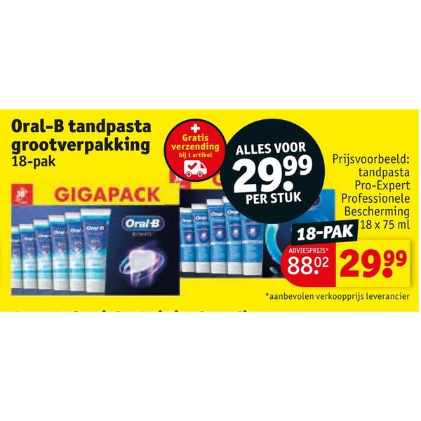 Oral-B tandpasta grootverpakking 18-pak