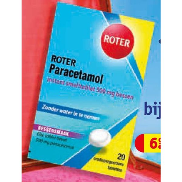 Roter Paracetamol instant smelttabletten