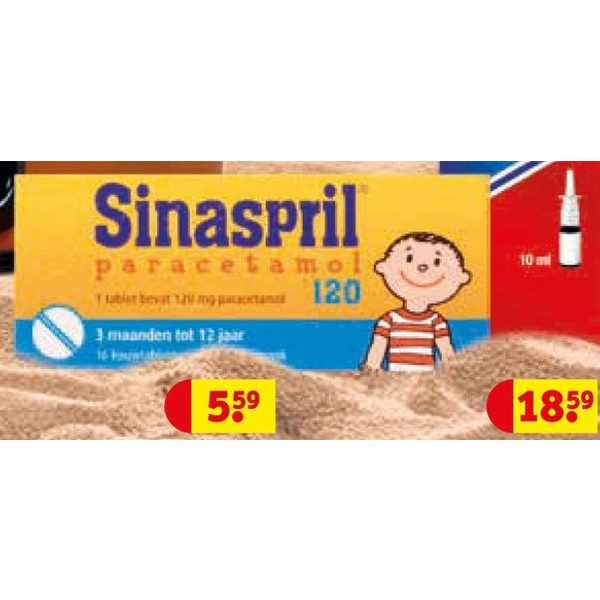Sinaspril Paracetamol 120 mg kauwtabletten