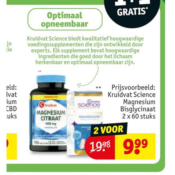 Kruidvat Science Magnesium Bisglycinaat 2x60 stuks