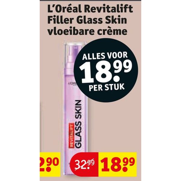 L'Oréal Revitalift Filler Glass Skin vloeibare crème